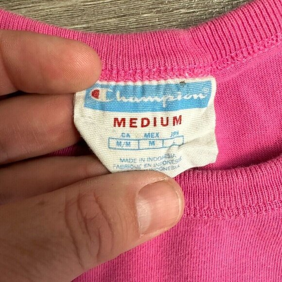 Champion T Shirt Size M Short Sleeve Heritage Tee Pink - Picture 3 of 5